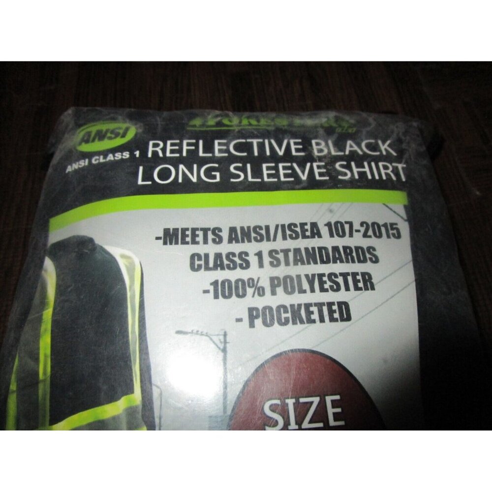 Forester Men's Class 1 Reflective Black Long Sleeve Safety T-Shirt 4XL